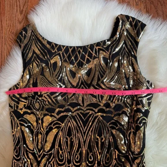 Y2k vintage black and gold beaded mermaid prom dress - Picture 3 of 8